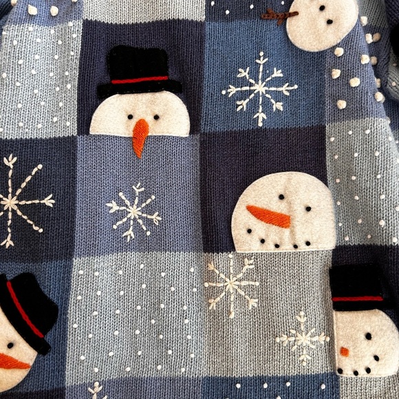 Vintage Talbots Festive Snowman Sweater size medium - Picture 2 of 8